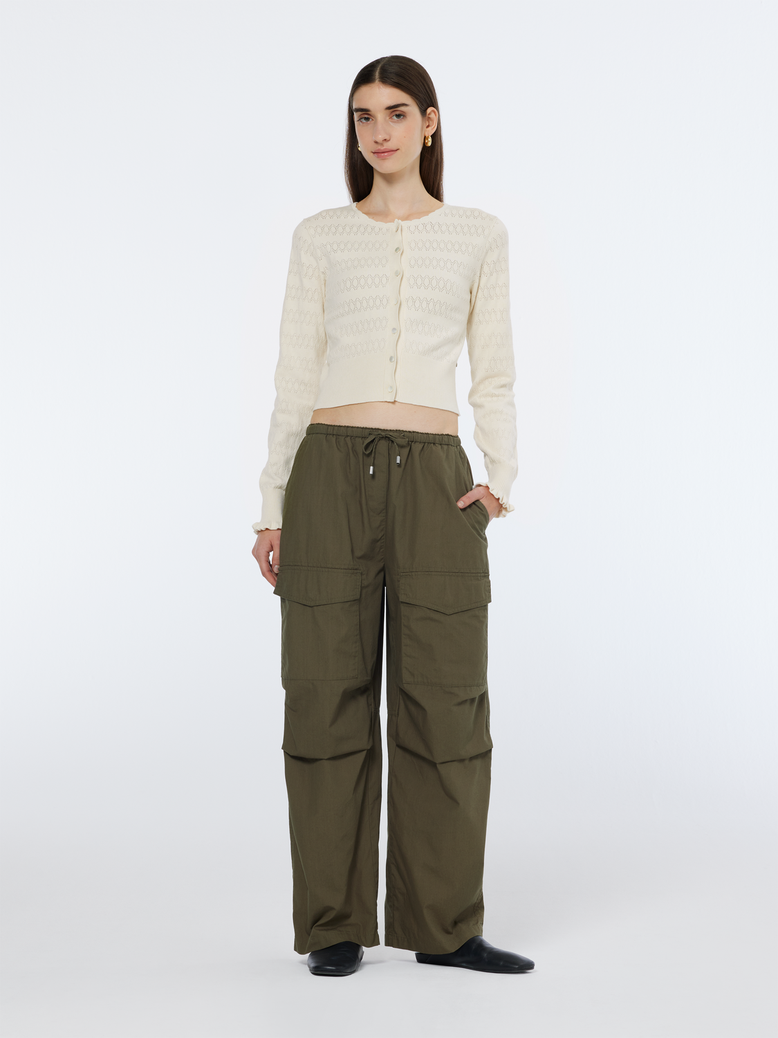 HOWDY. wide straight cargo カーゴパンツ　カーキ Ivy Mid-Rise Wide-Leg Cargo Pant– Scotch & Soda