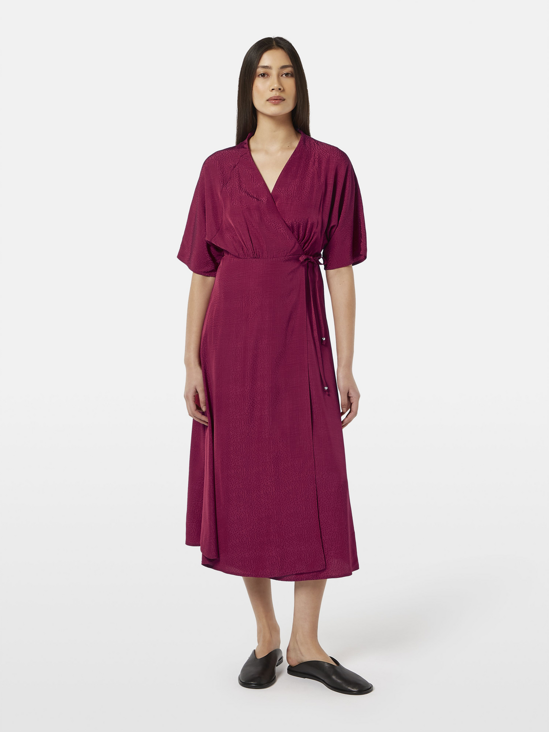red wrap dress midi Jacquard Cherry / 38 day comfort and no Clothes>Clothes>All Clothing Color:Midnight-silver 🌴✨ Get Ready to