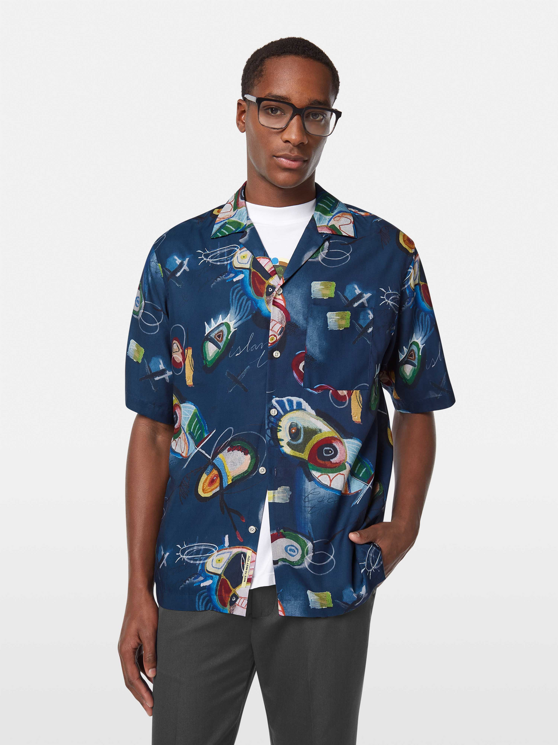 Abstract Island Short Sleeve Relaxed-Fit Tencel Shirt– Scotch & Soda