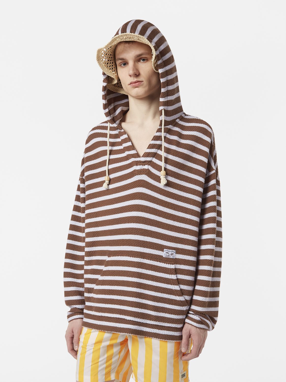 Loose-Fit Striped Slub Terrycloth Hoodie– Scotch & Soda