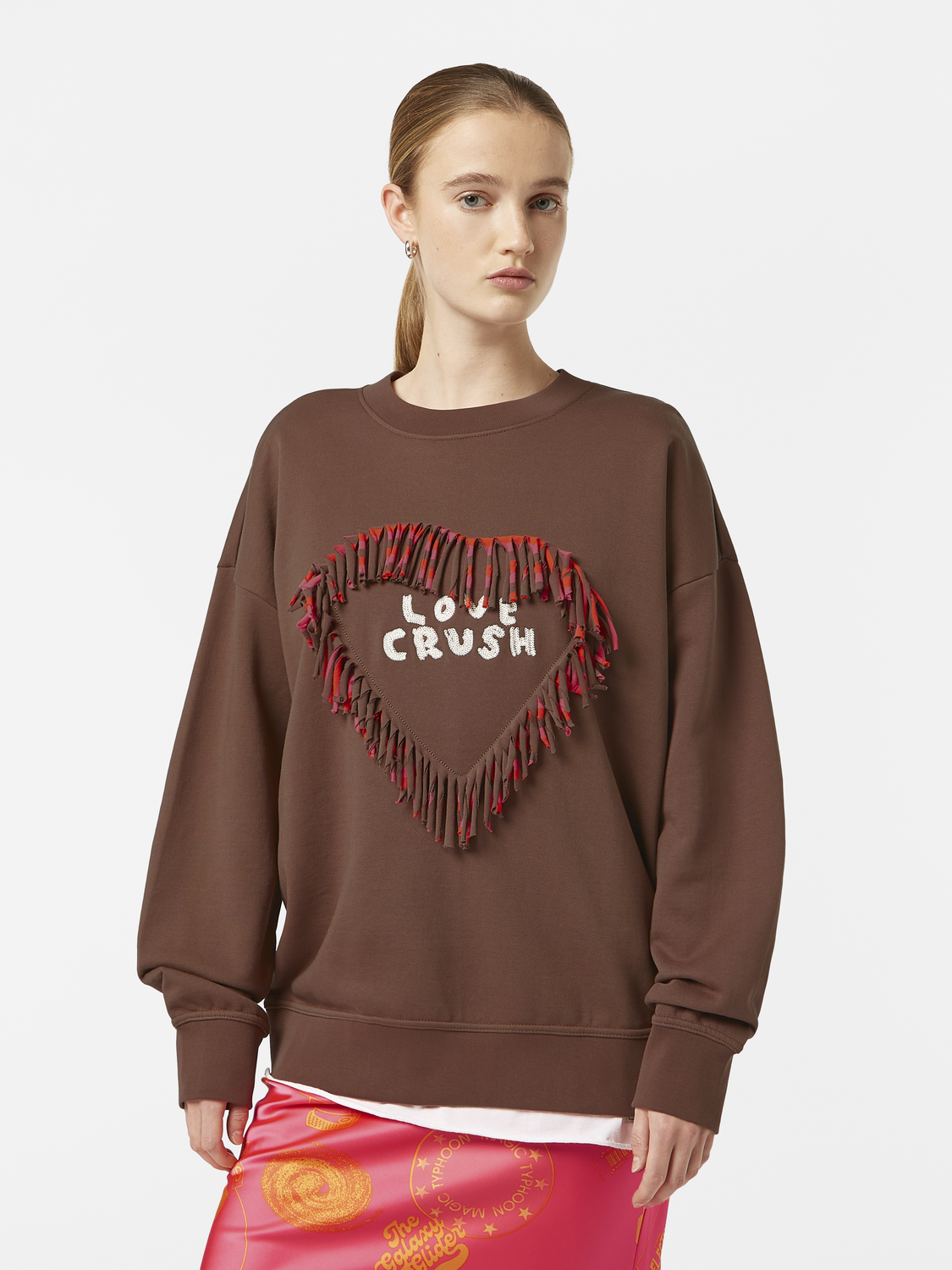 Love Crush Fringed Heart Oversized-Fit Sweatshirt– Scotch & Soda