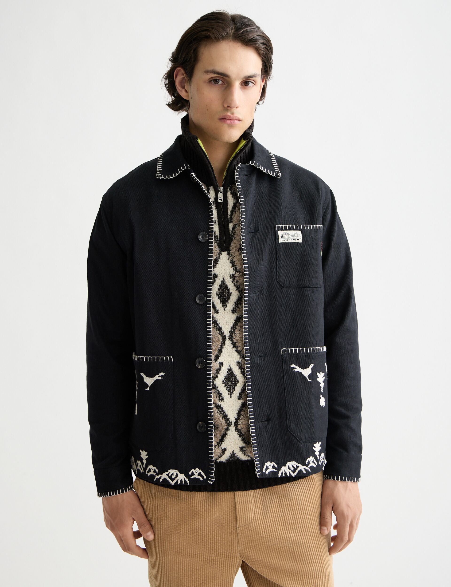 Embroidered cotton-blend worker jacket – Scotch & Soda