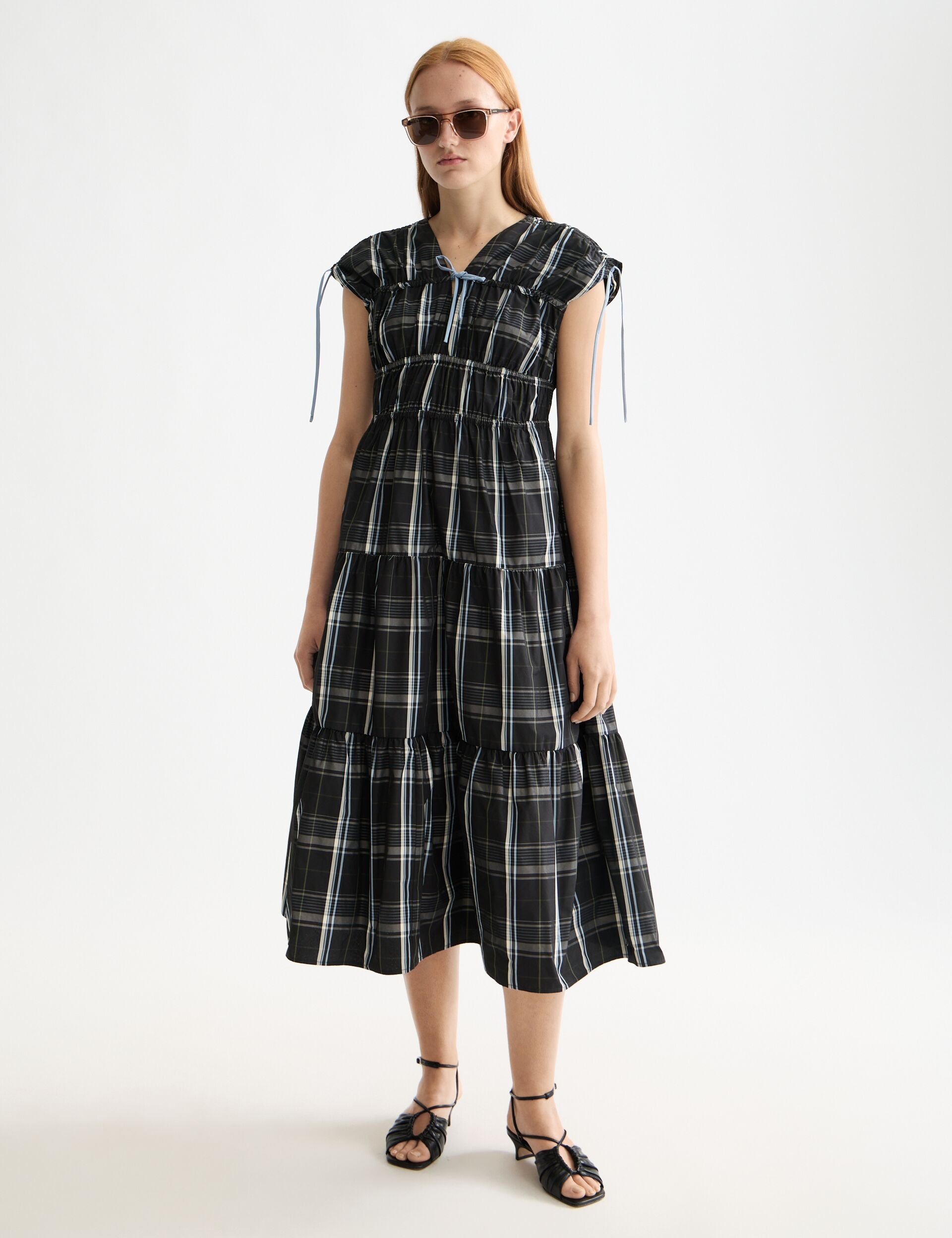 Gathered Taffeta midi dress with tied details– Scotch & Soda