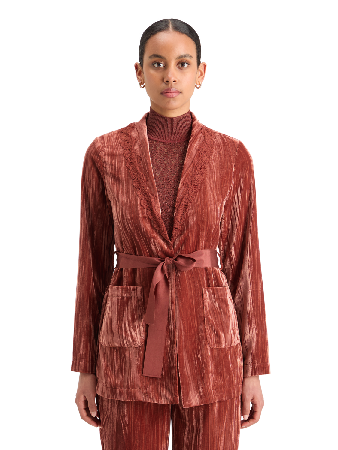 Lace Trimmed Velvet Pyjama Blazer