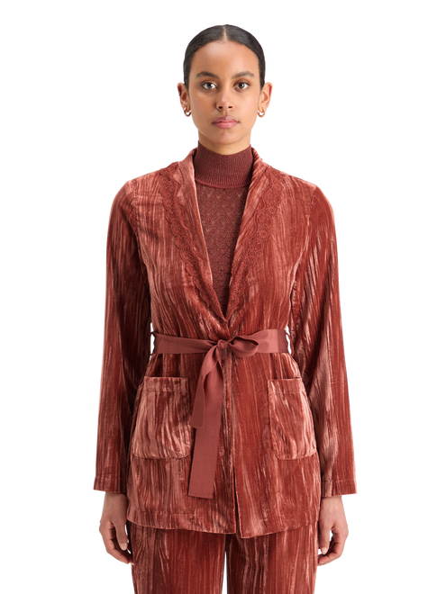 Lace Trimmed Velvet Pyjama Blazer