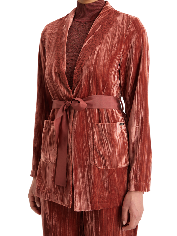 Lace Trimmed Velvet Pyjama Blazer