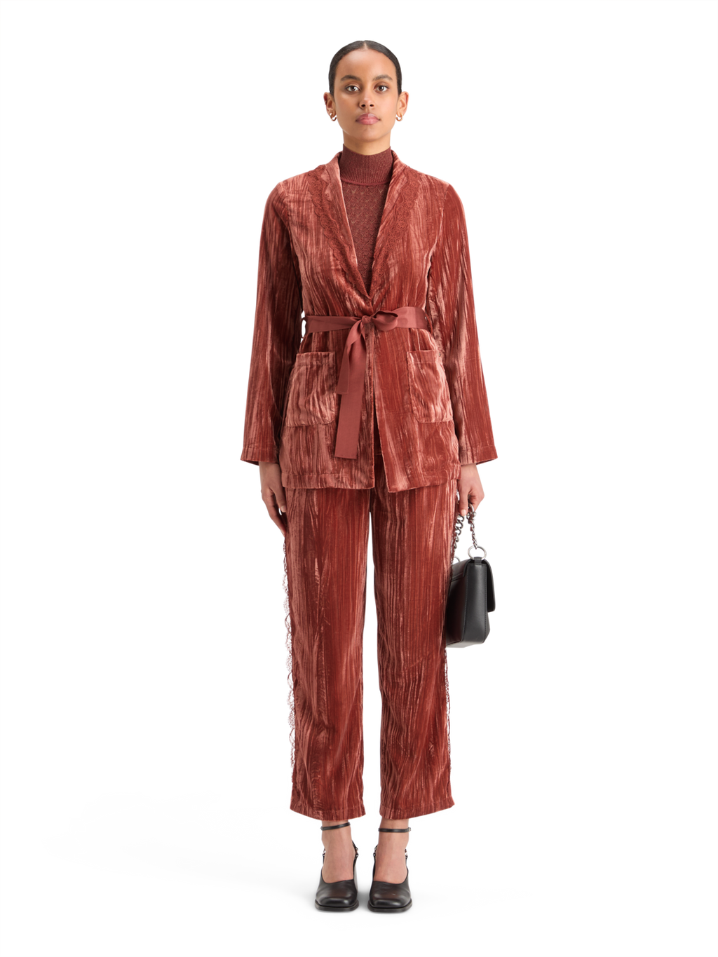 Lace Trimmed Velvet Pyjama Blazer