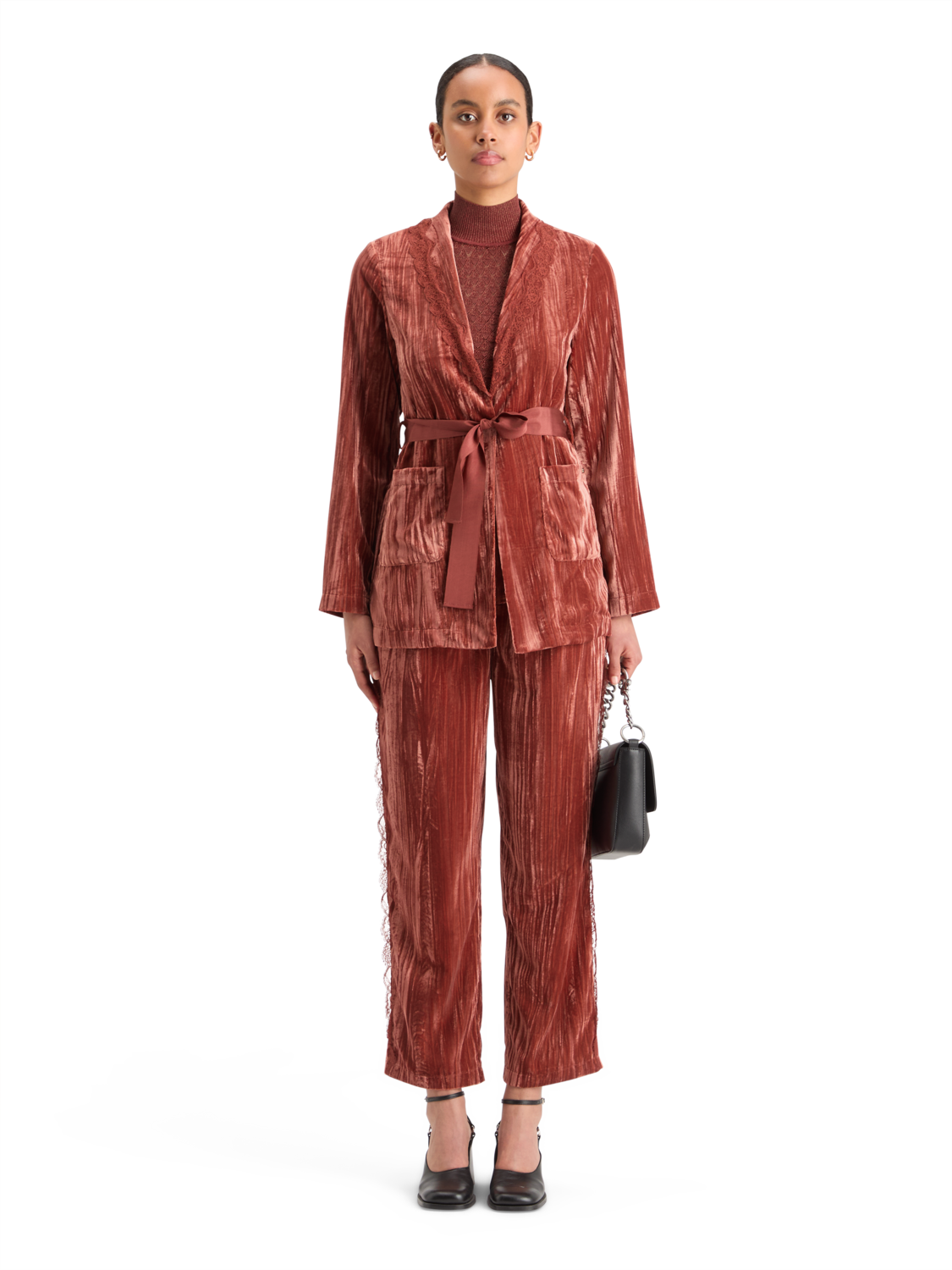Lace Trimmed Velvet Pyjama Blazer