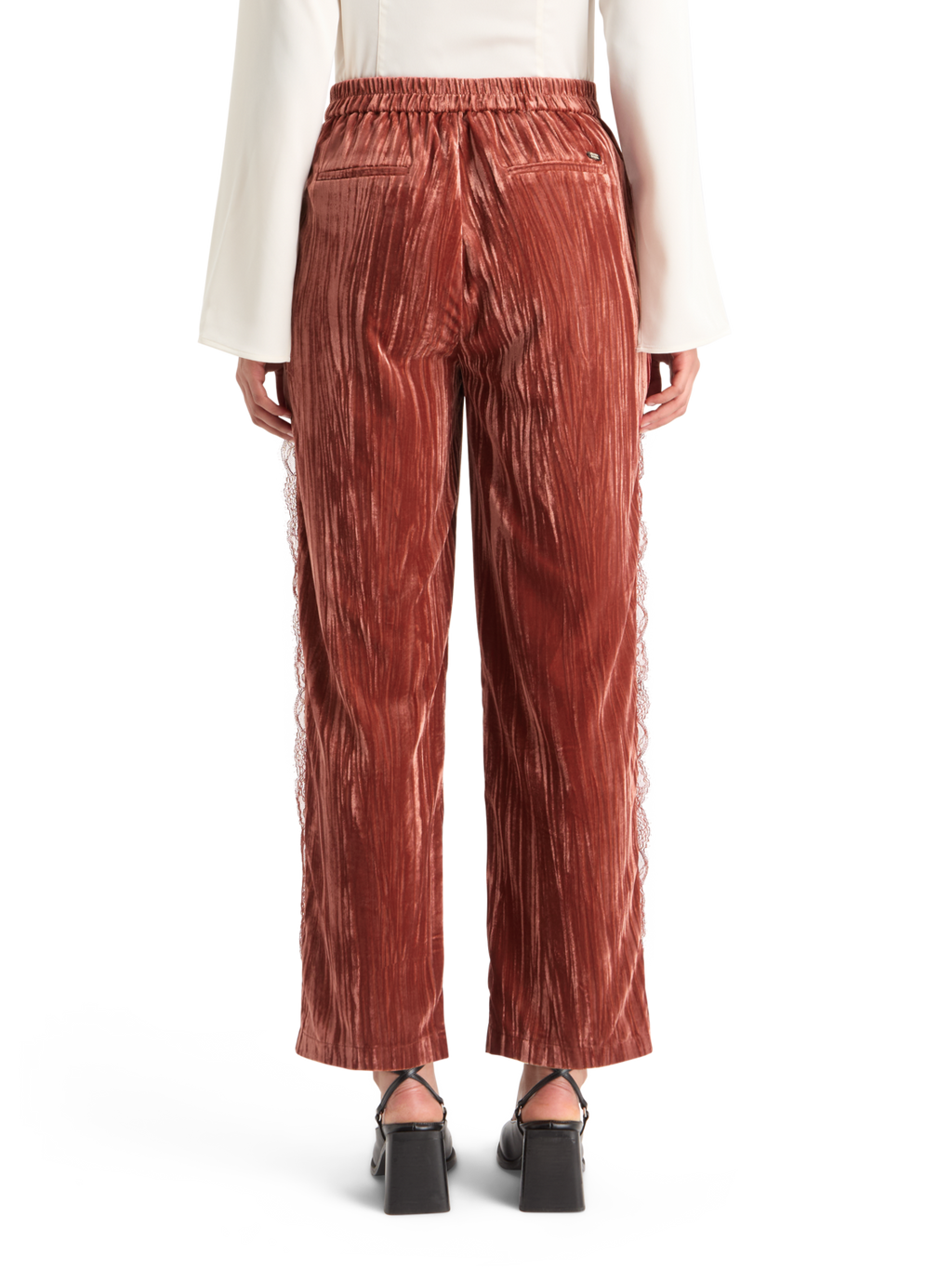 Lace Trimmed Velvet Pant