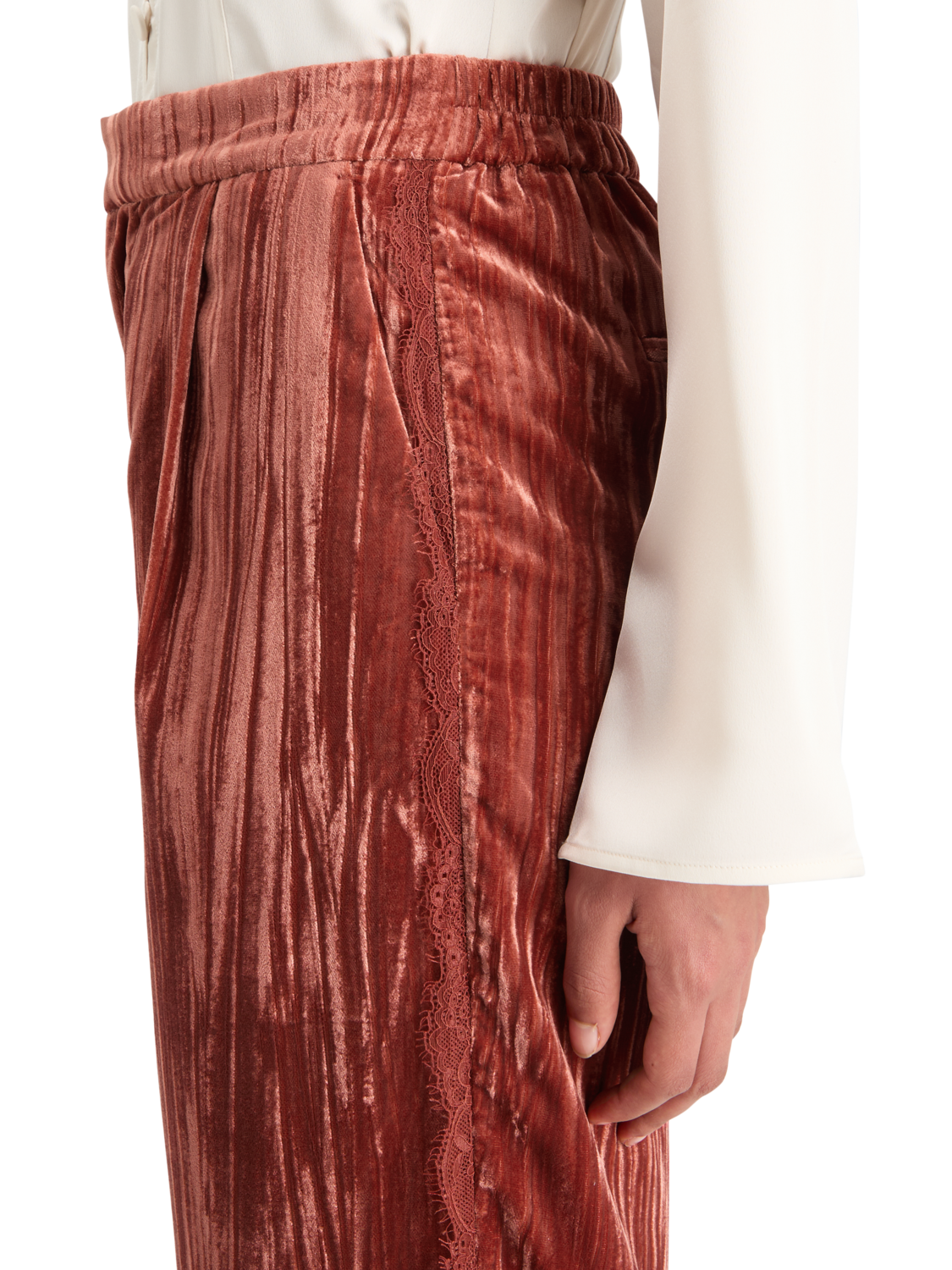 Lace Trimmed Velvet Pant