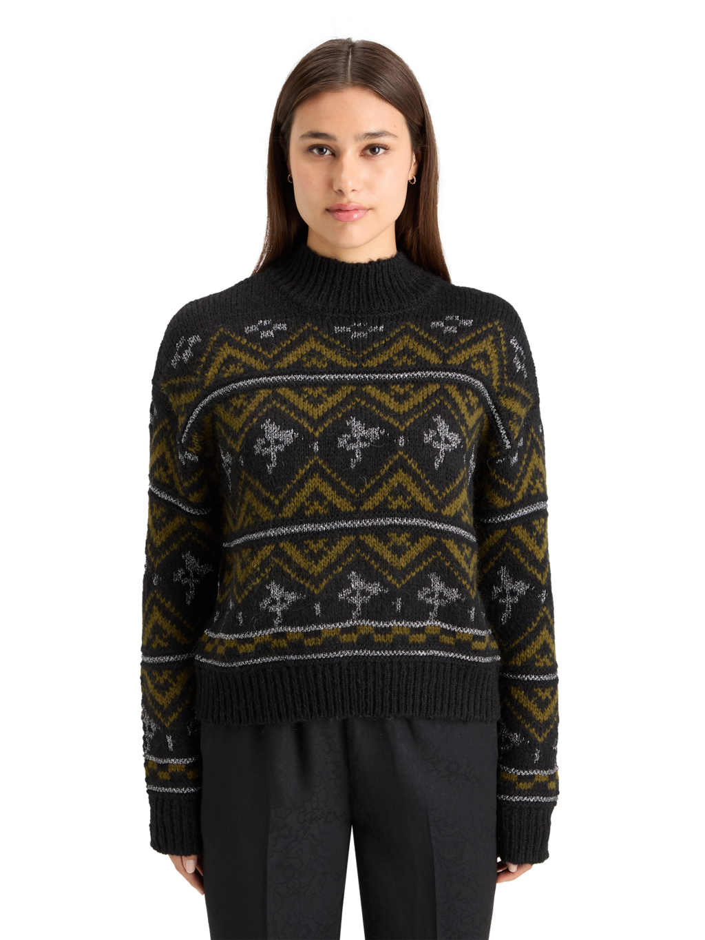 Metallic Fair Isle Pullover