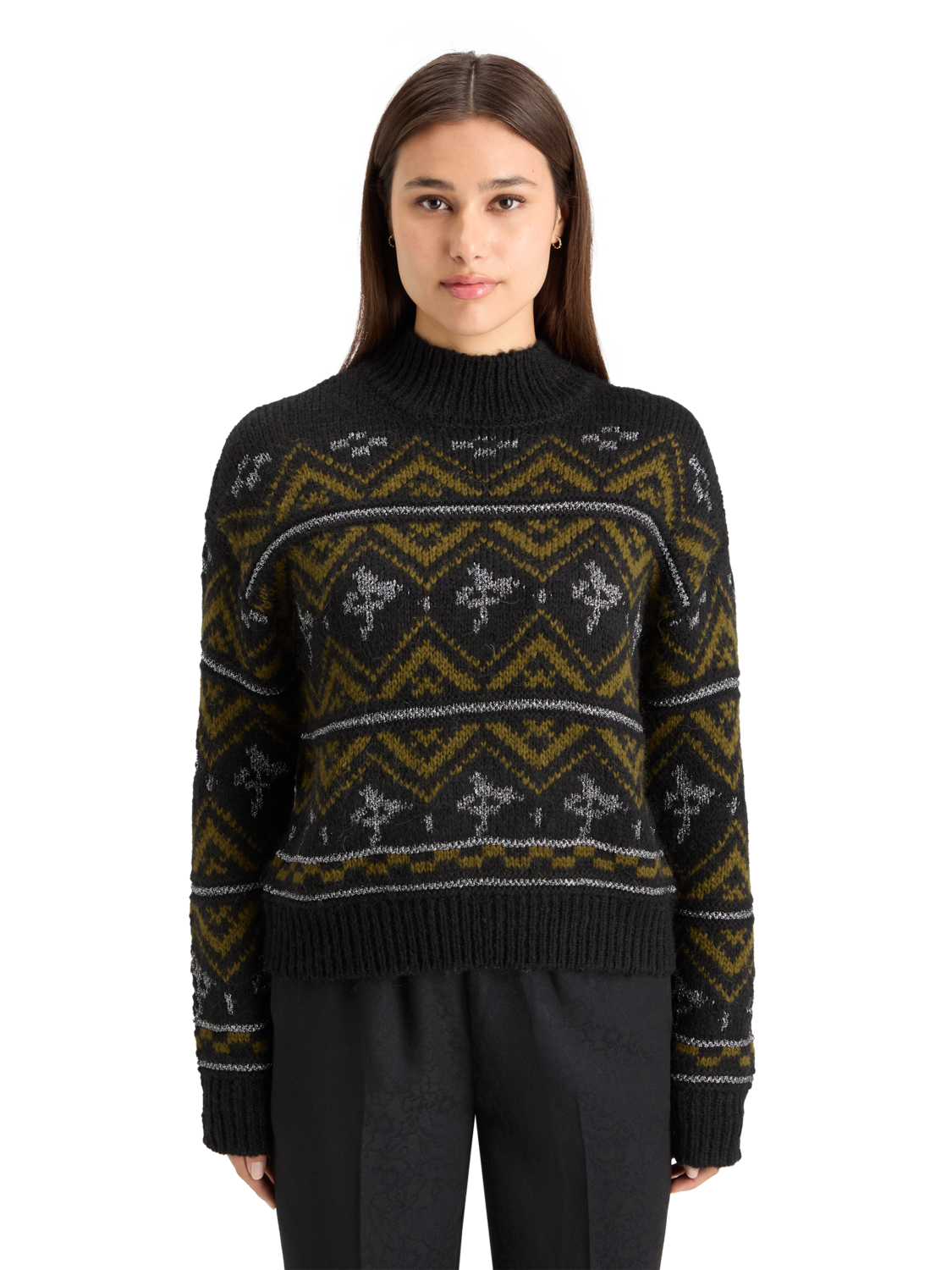 Metallic Fair Isle Pullover