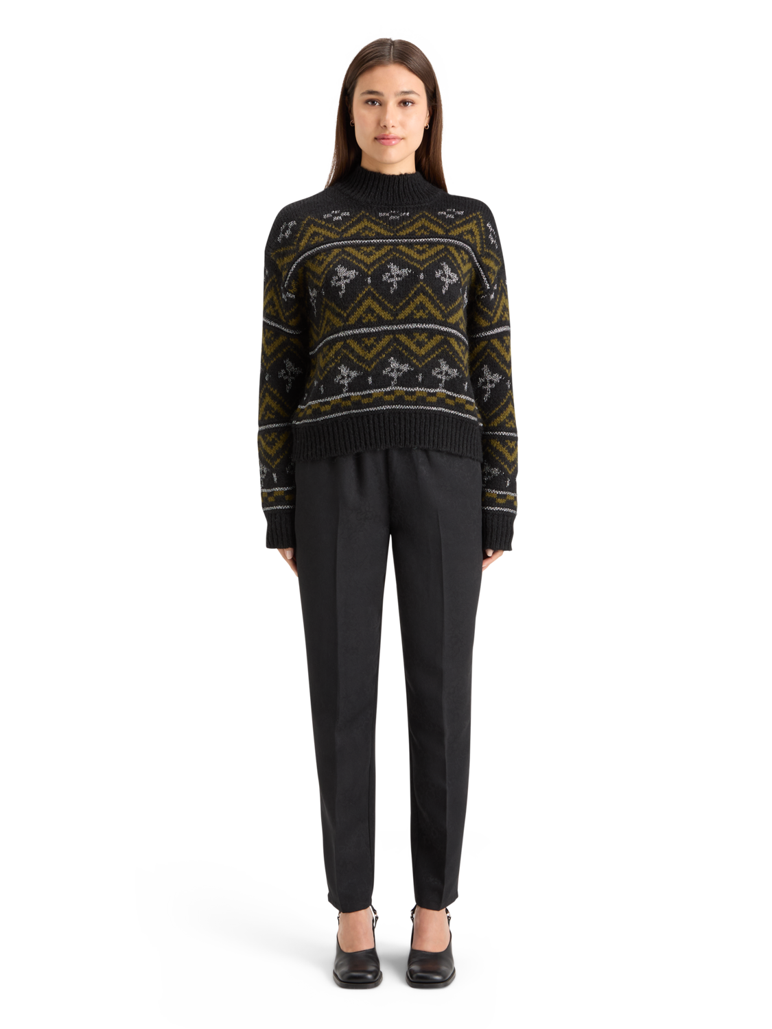 Metallic Fair Isle Pullover