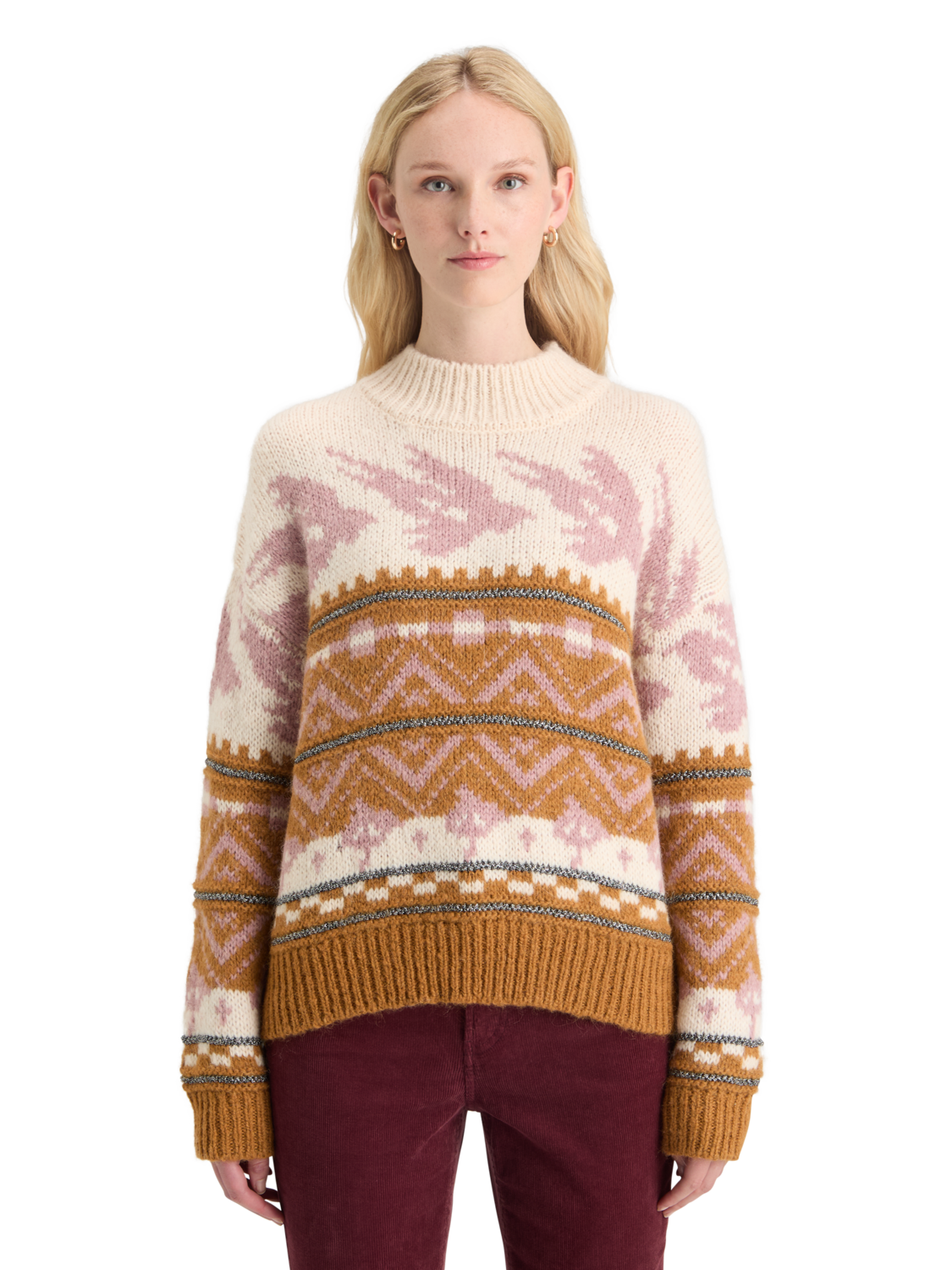 Metallic Fair Isle Pullover