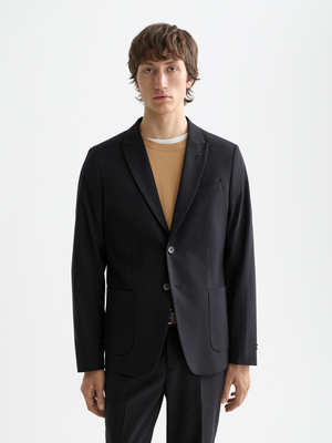 Essentials — Unconstructed Peak Lapel Cool-Wool Blazer