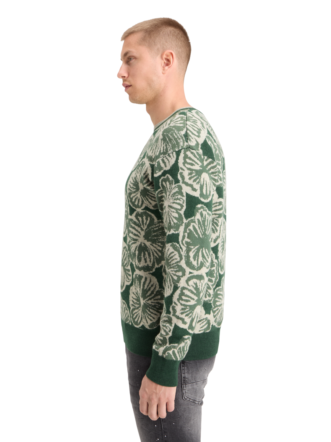 Drop Shoulder Jacquard Sweater
