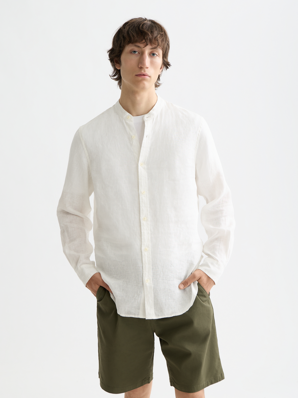 Essentials — Linen Stand Up Collar Shirt