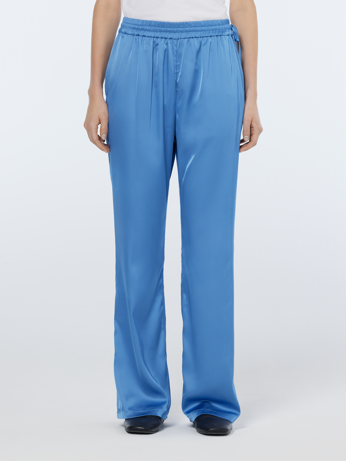 Mae Mid-Rise Bootcut Pull-On Satin Pant