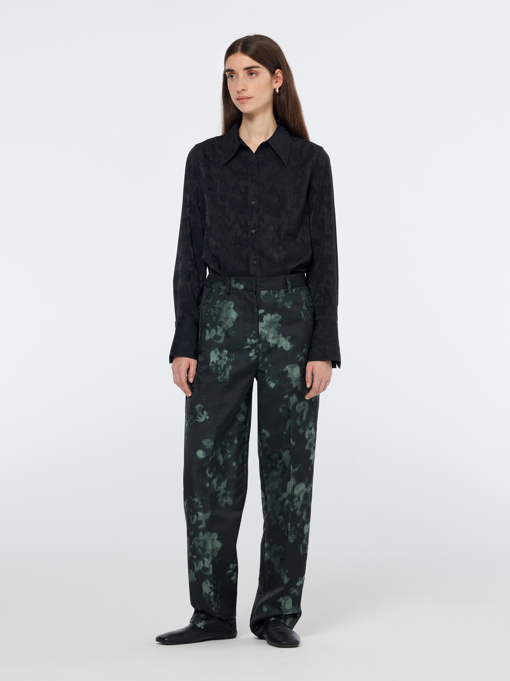 Ripple Floral Jacquard Straight Leg Pant