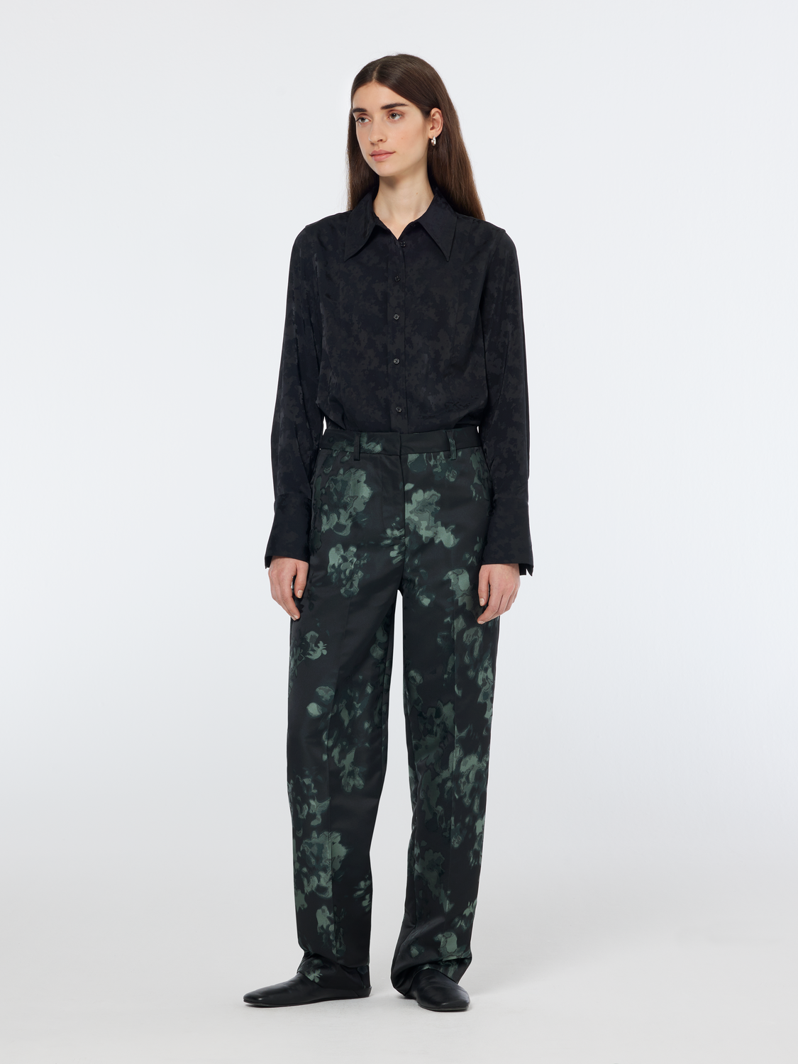 Ripple Floral Jacquard Straight Leg Pant