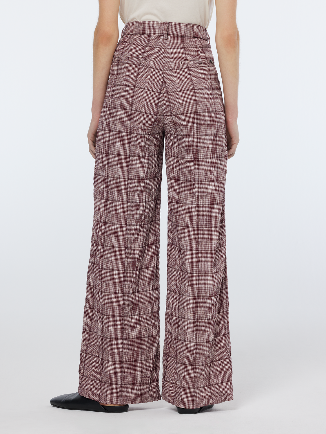 Rose High-Rise Wide-Leg Prince Of Wales Seersucker Pant