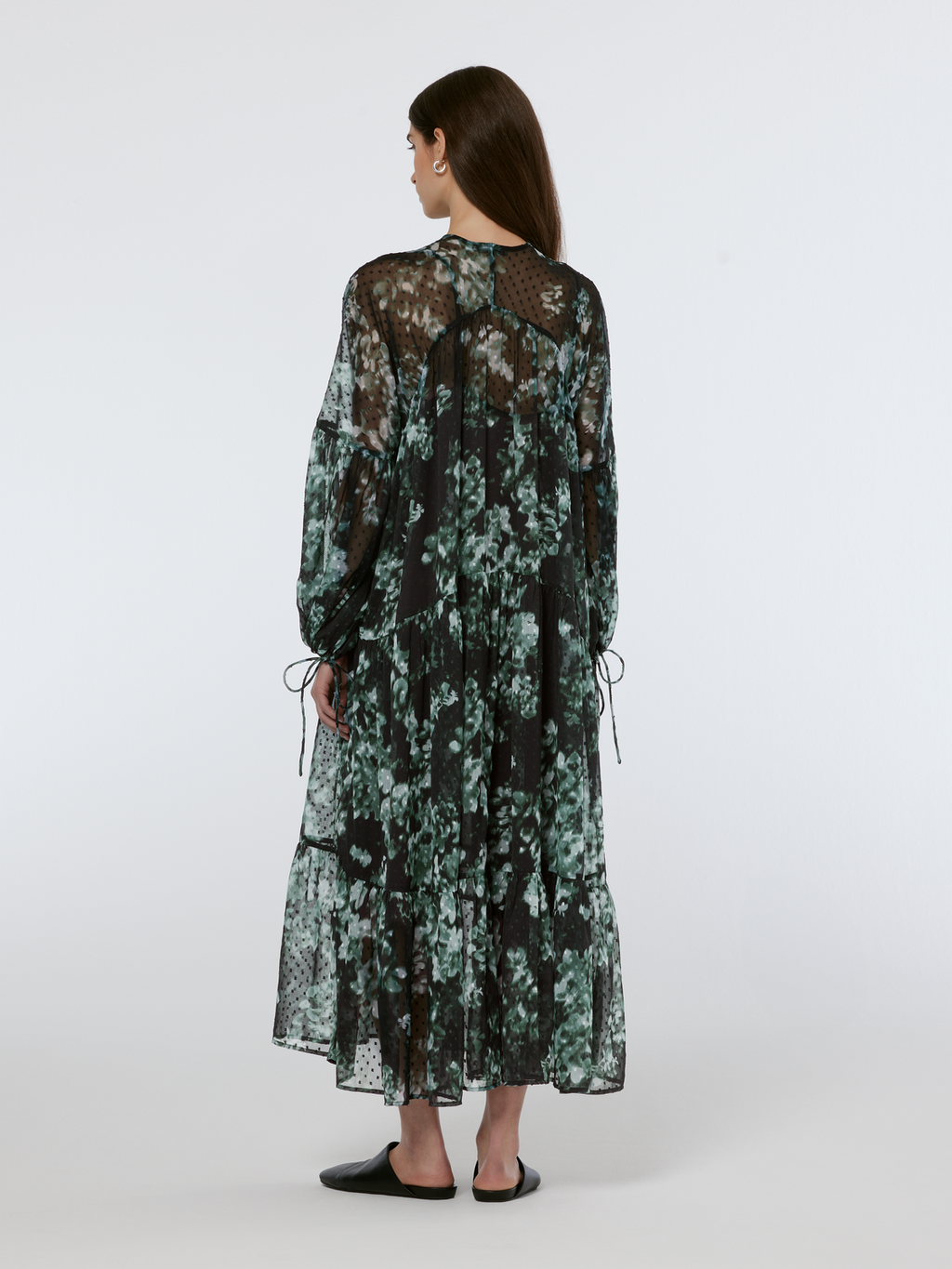 Floral Printed Fil Coupe Maxi Dress