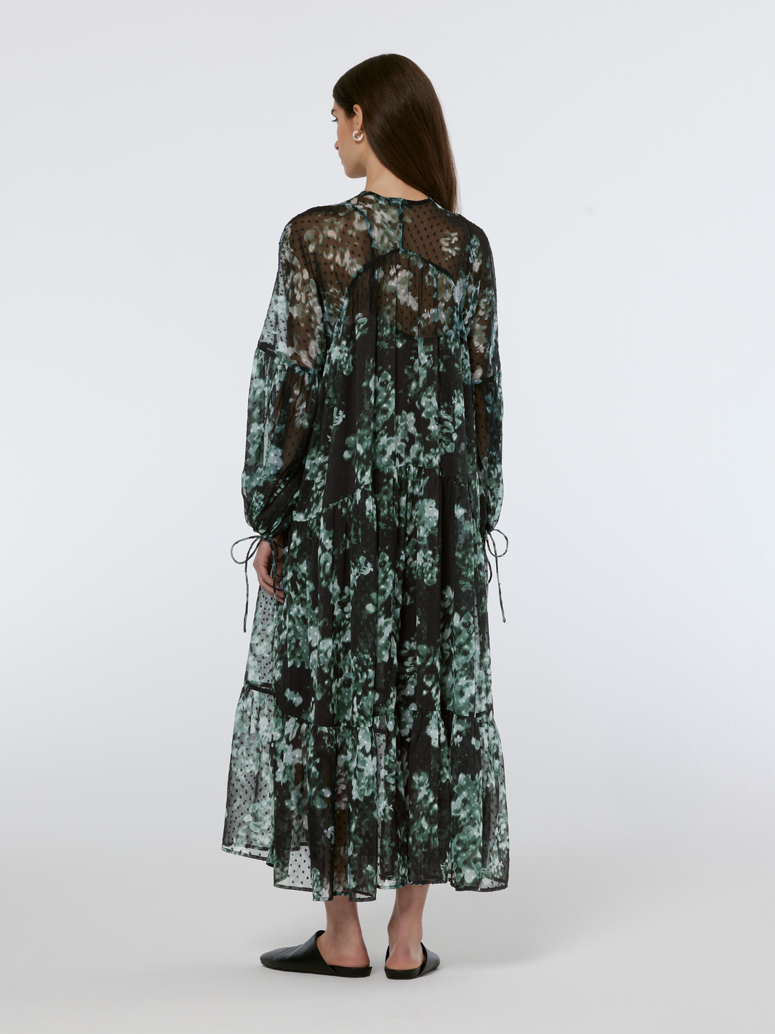Floral Printed Fil Coupe Maxi Dress