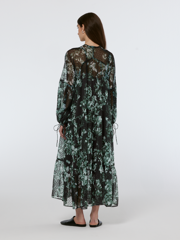 Floral Printed Fil Coupe Maxi Dress