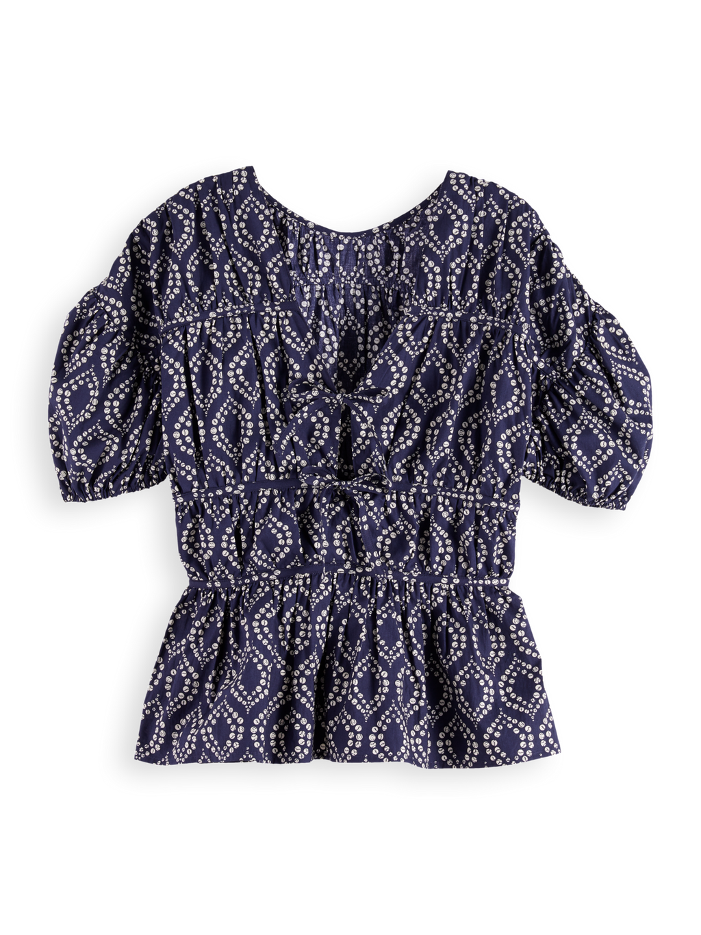 Geometric Gathered Cotton Top