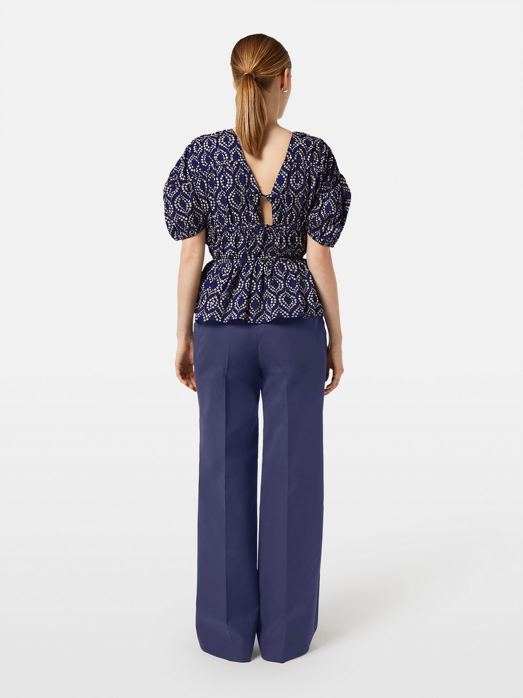 Geometric Gathered Cotton Top
