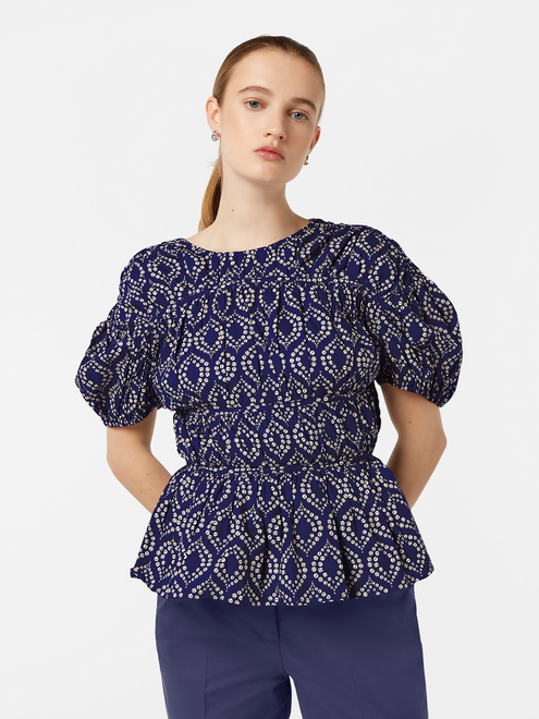 Geometric Gathered Cotton Top
