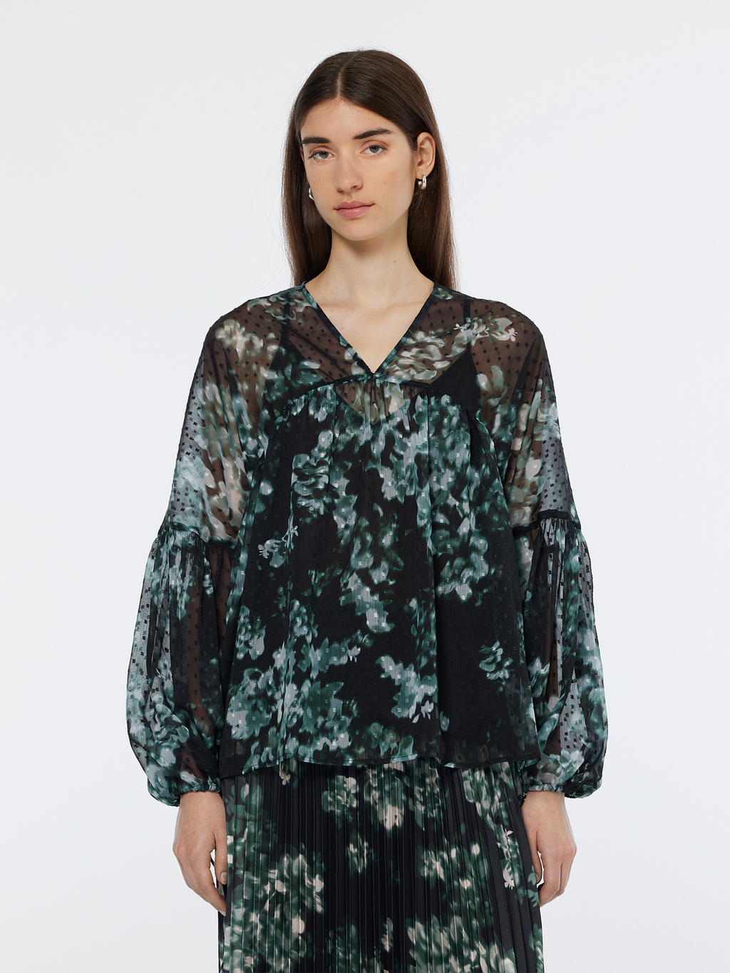 Floral Printed Fil Coupe Top