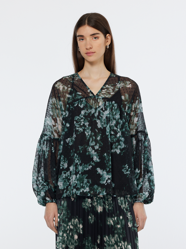 Floral Printed Fil Coupe Top