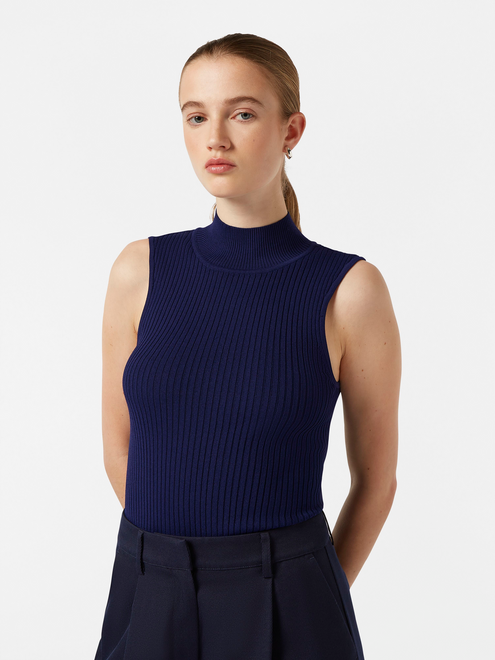Ribbed Knit Turtleneck Tank