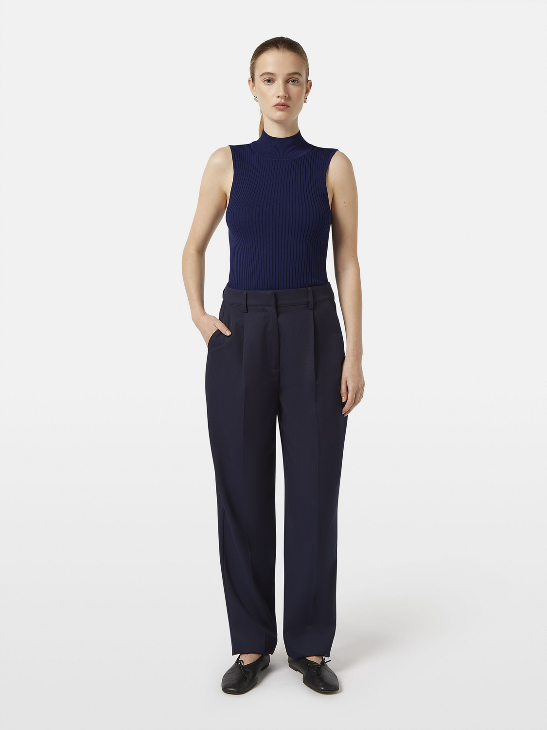 Ribbed Knit Turtleneck Tank