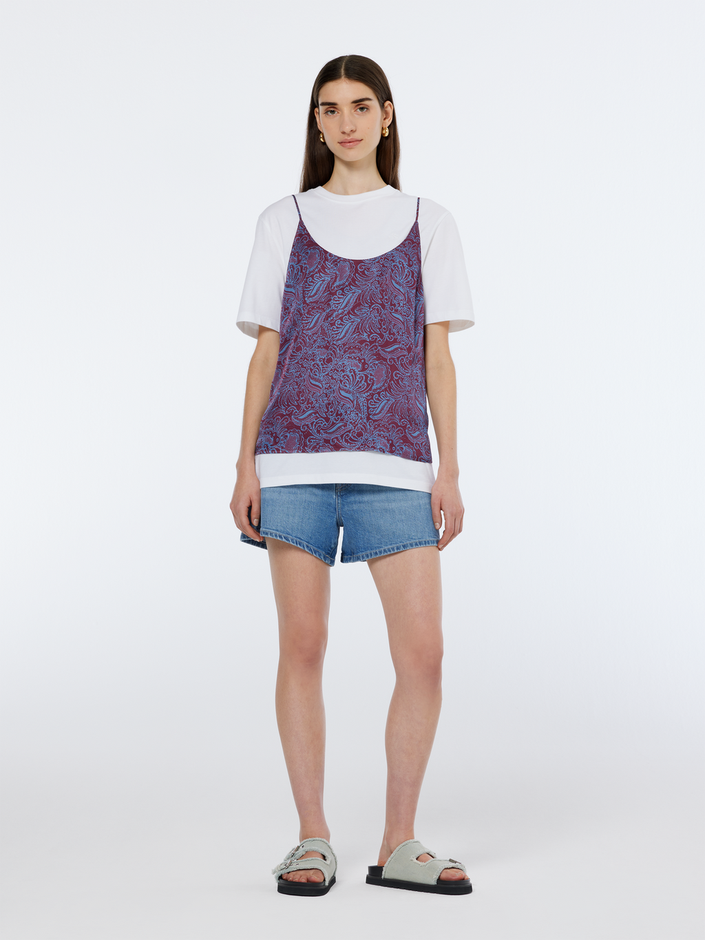 Paisley Jersey Woven Tank Top