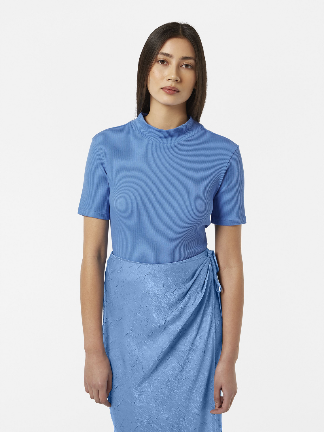 Mock Neck Rib T-Shirt