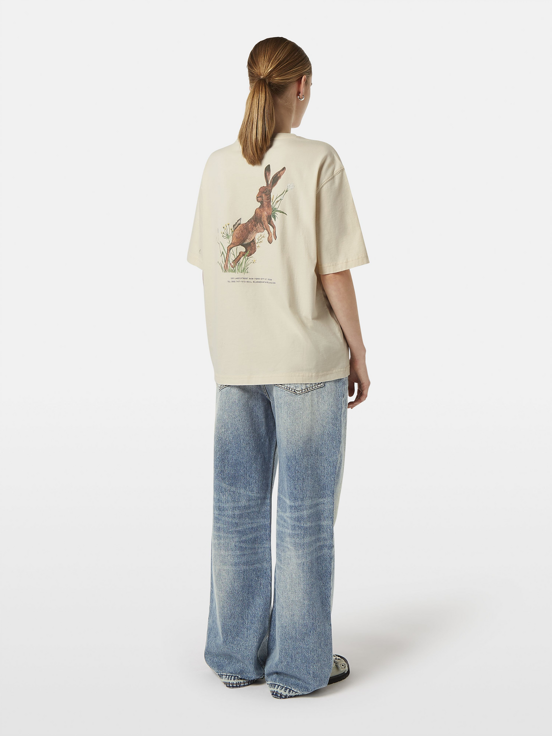 Blue Mountain Lake Washed Artwork Loose Fit T-Shirt