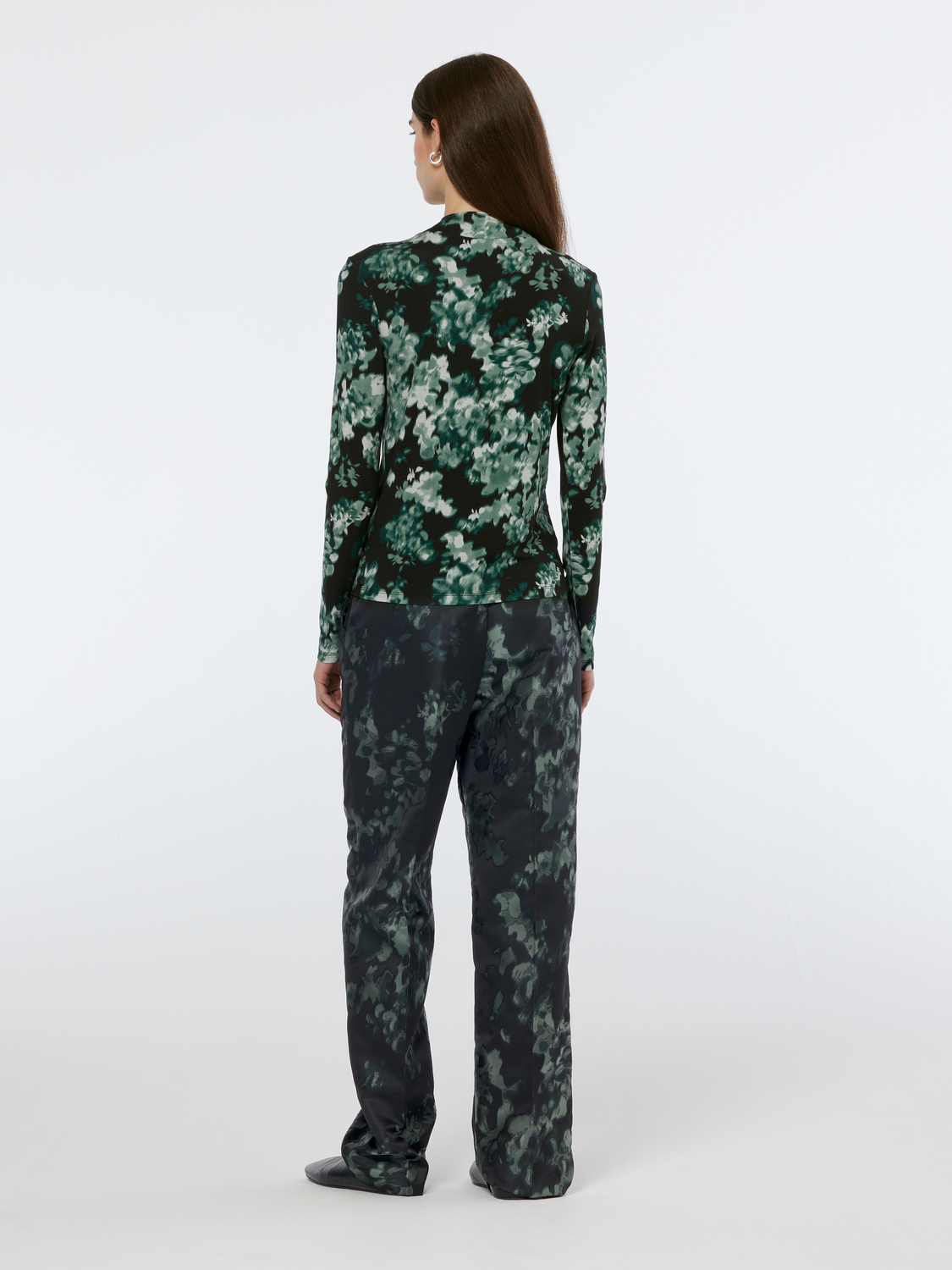 Floral Printed Mock Neck Long Sleeve Shirt