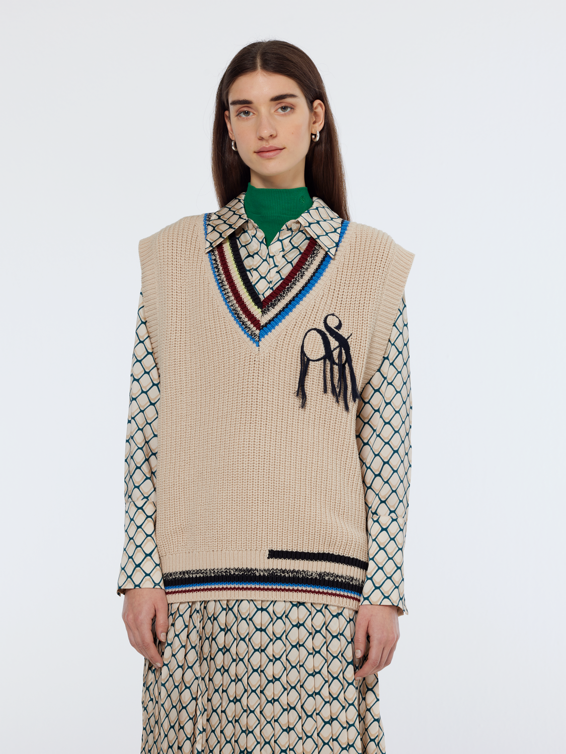 & Logo V-Neck Knit Vest