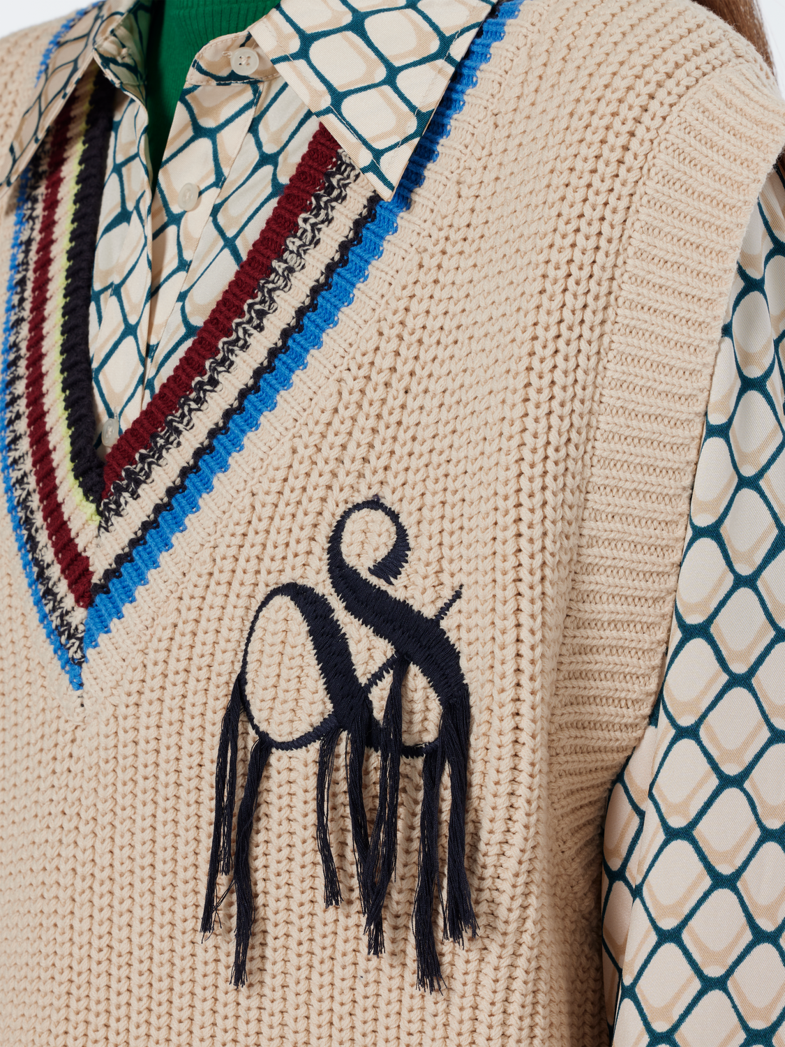 & Logo V-Neck Knit Vest