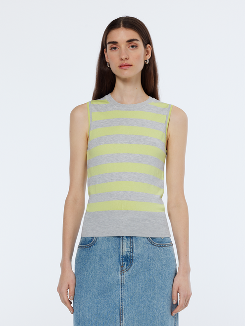 Stripe Crew Neck Relaxed Knit Vest