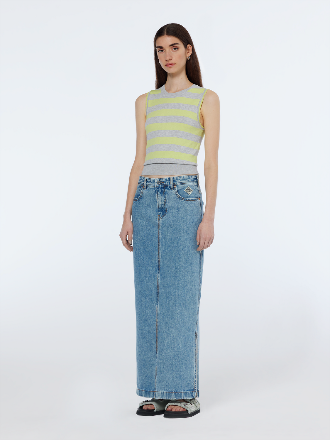 Stripe Crew Neck Relaxed Knit Vest
