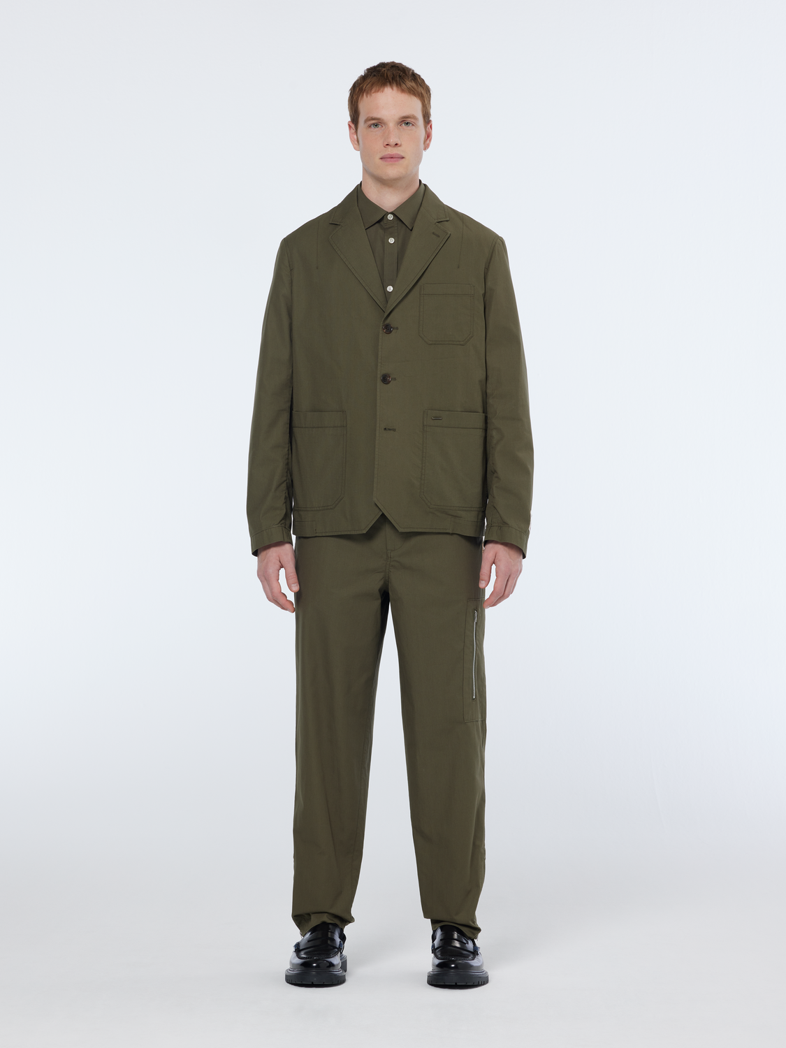 Relaxed Fit Unconstructed Cotton-Ripstop Military Blazer