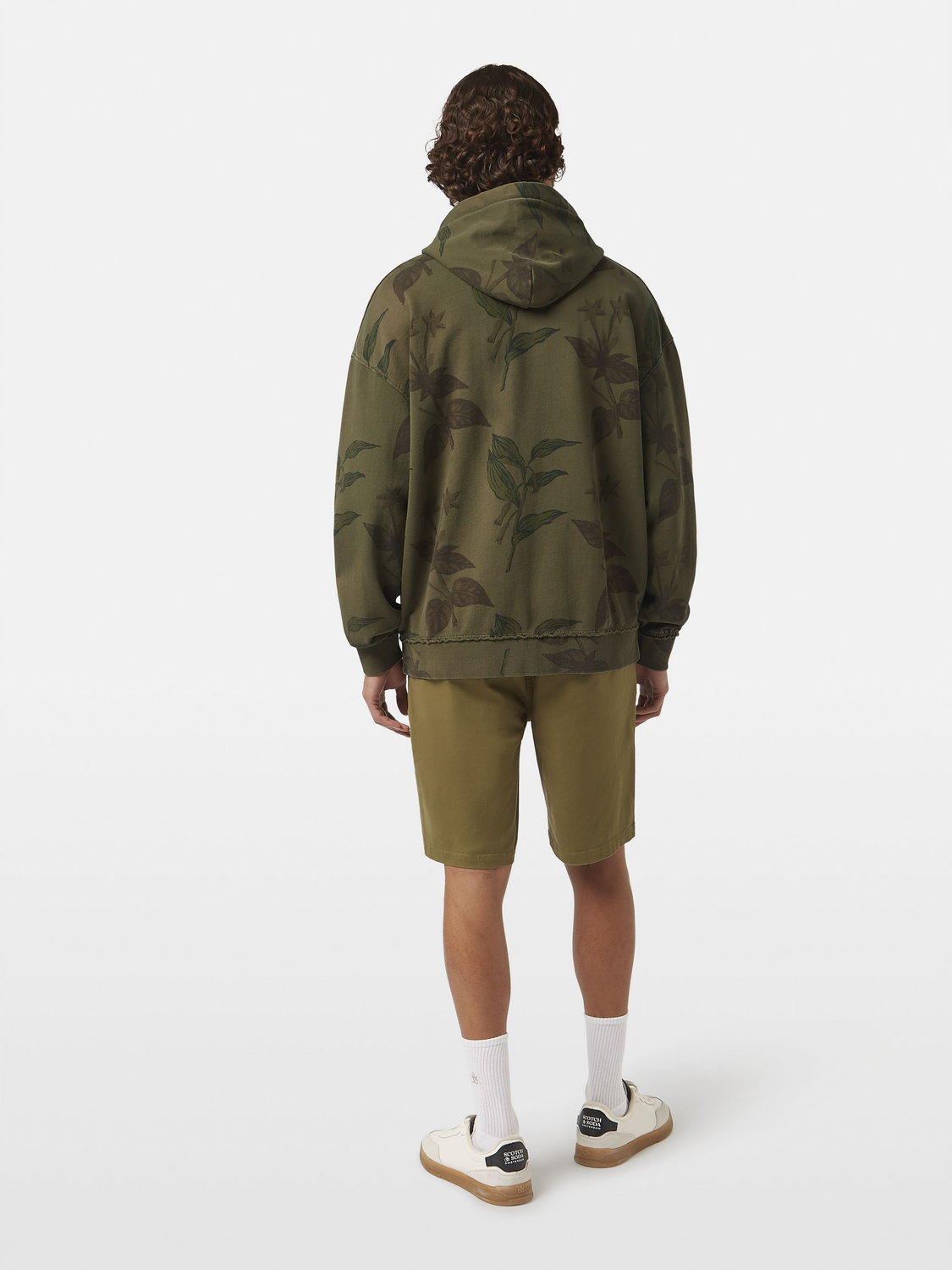 Leaf Print Loose Fit Hoodie