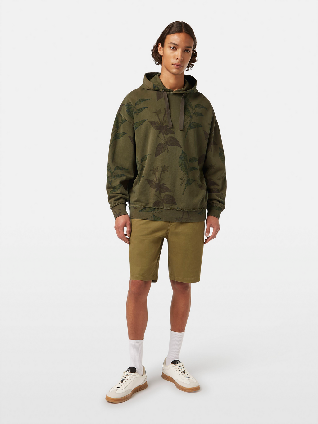 Leaf Print Loose Fit Hoodie