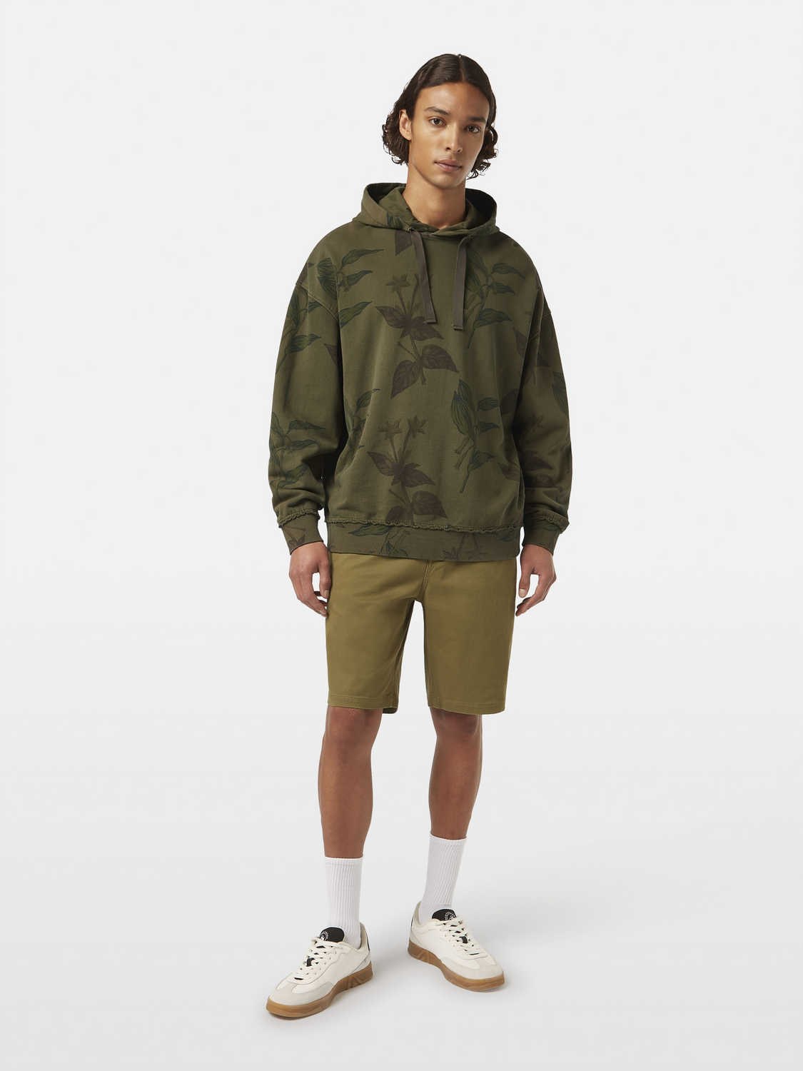 Leaf Print Loose Fit Hoodie