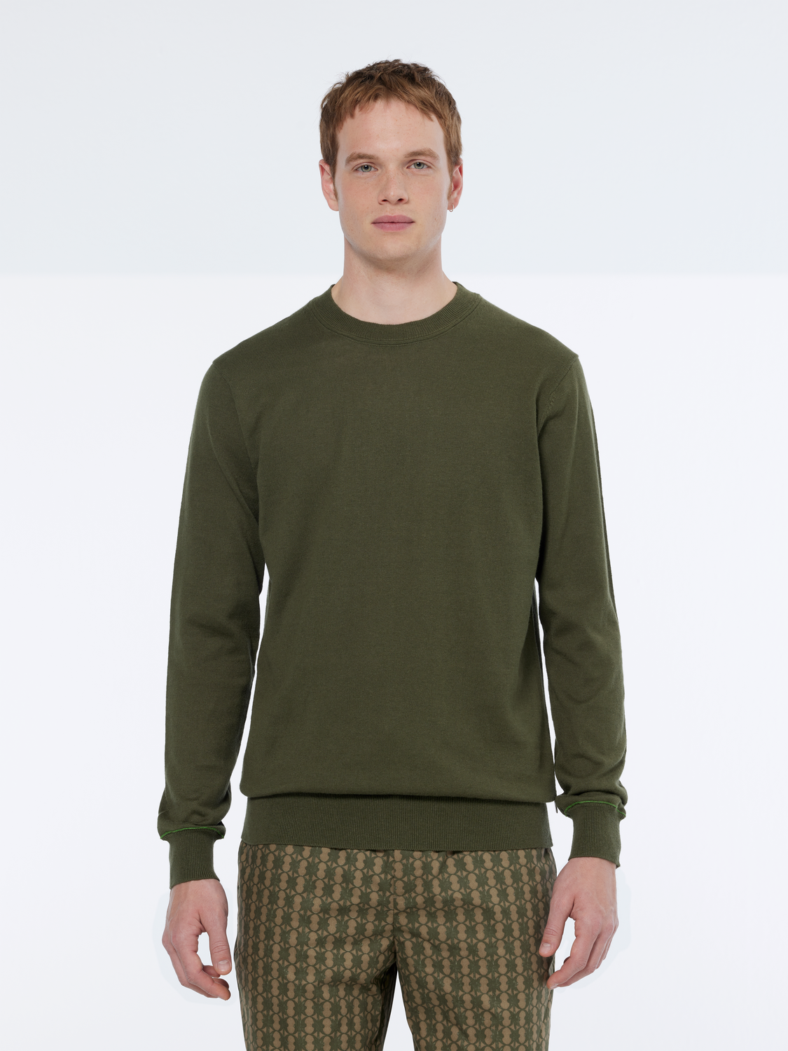 Linen-Blend Regular Fit Crewneck Pullover