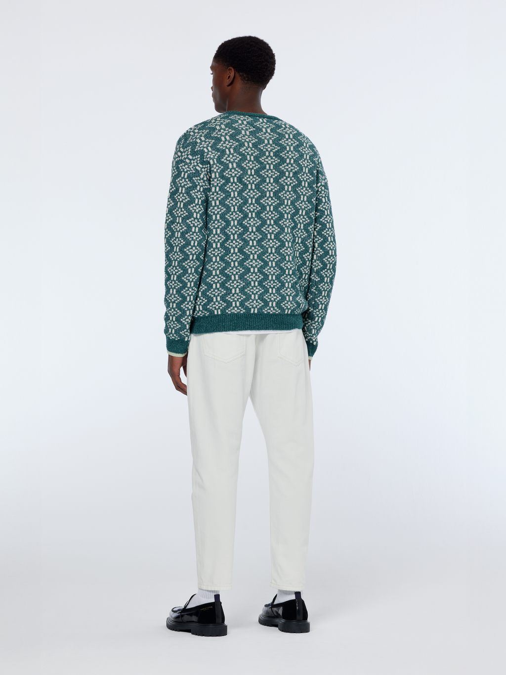 Jacquard Extra Drop Shoulder Crewneck