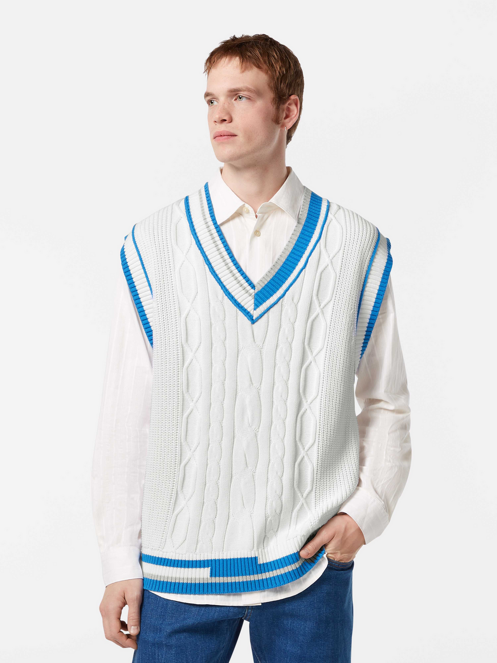 Cable Knit V-Neck Vest